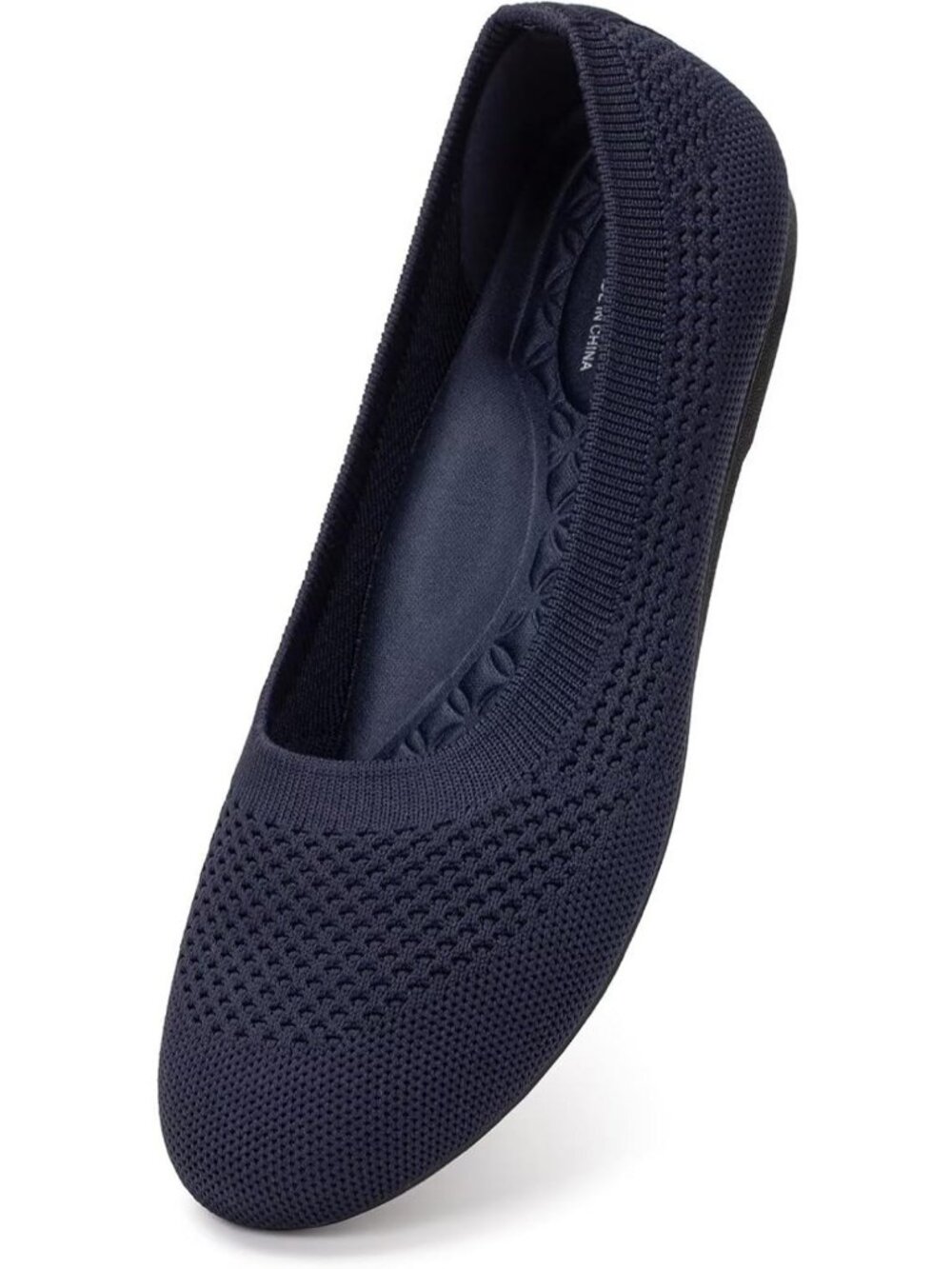 Comfortable Women's Wide Width Ballet Flats | Round Toe Knit Shoes with Arch